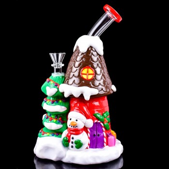 10" Candy Cabin Snowman's Grove Glow In The Dark Tree Delight Water Pipe - [GB757] 